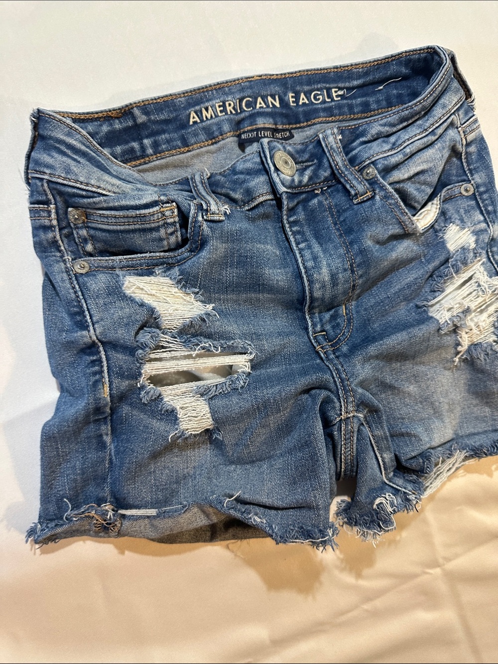 American Eagle Outfitters Distressed Denim Shorts in Blue